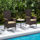 Patio Rattan Chairs Set of 4 Outdoor Wicker Dining Chairs with High Backrest-Beige