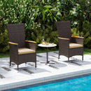 Patio Rattan Chairs Set of 4 Outdoor Wicker Dining Chairs with High Backrest-Beige