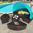 Patio Round Daybed Rattan Furniture Sets with Canopy