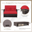 Patio Rattan Daybed with 4-Level Adjustable Backrest