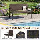 Outdoor Rattan Loveseat with Sponge Cushion - 800 lbs Capacity