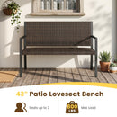 Outdoor Rattan Loveseat with Sponge Cushion - 800 lbs Capacity