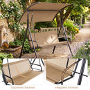 2-Person Patio Swing Chair with Adjustable Canopy