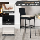 Patio Wicker Barstools with Footrest and Backrest Set of 4