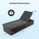 Patio Wicker Lounge Chair with 4-level Backrest and Long Seat Cushion-Brown