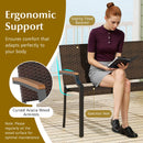 Patio Wicker Loveseat Chair with Acacia Wood Armrests and Metal Frame