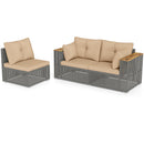 Patio Wicker Sectional Furniture Set with 1 Armless and 2 Corner Sofas for Garden