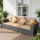 Patio Wicker Sectional Furniture Set with 1 Armless and 2 Corner Sofas for Garden