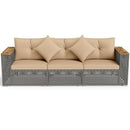 Patio Wicker Sectional Furniture Set with 1 Armless and 2 Corner Sofas for Garden