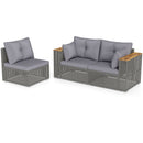 Patio Wicker Sectional Furniture Set with 1 Armless and 2 Corner Sofas for Garden
