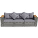 Patio Wicker Sectional Furniture Set with 1 Armless and 2 Corner Sofas for Garden