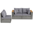 Patio Wicker Sectional Furniture Set with 1 Armless and 2 Corner Sofas for Garden