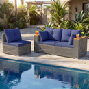Patio Wicker Sectional Furniture Set with 1 Armless and 2 Corner Sofas for Garden