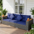 Patio Wicker Sectional Furniture Set with 1 Armless and 2 Corner Sofas for Garden