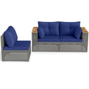 Patio Wicker Sectional Furniture Set with 1 Armless and 2 Corner Sofas for Garden