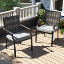 Patio Wicker Chairs Set of 2 Stackable Rattan Armchairs with Removable Cushions-Grey