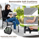 Patio Wicker Chairs Set of 2 Stackable Rattan Armchairs with Removable Cushions-Grey