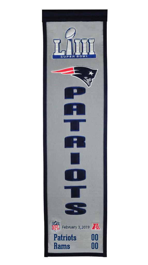 New England Patriots Super Bowl LIII Champions Score NFL Heritage Banner
