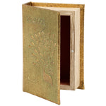 Peacock Metallic Gold Vintage Book Box | Faux Leather Wrap Book Shaped Storage Stash Trinket Box