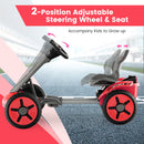 Pedal Powered 4-Wheel Toy Car with Adjustable Steering Wheel and Seat-Red