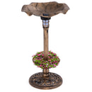 Pedestal Birdbath and Feeder with Solar Light - Lotus Leaf
