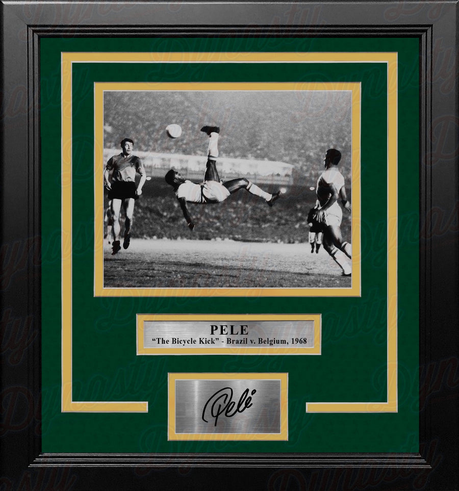 Pele Bicycle Kick Brazil National Team 8x10 Framed Soccer Photo with Engraved Autograph