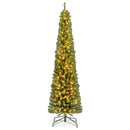 Pencil Christmas Tree with Memory Wire Branch Tips and Warm LED Lights