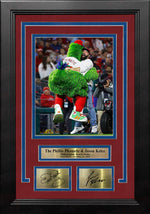 The Phillie Phanatic & Jason Kelce Rally the Phillies Framed Baseball Photo with Engraved Autographs