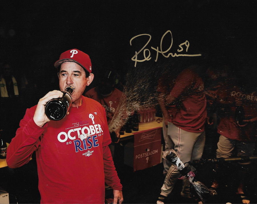 Rob Thomson 2022 NL Champions Locker Room Celebration Philadelphia Phillies Autographed 11x14 Photo