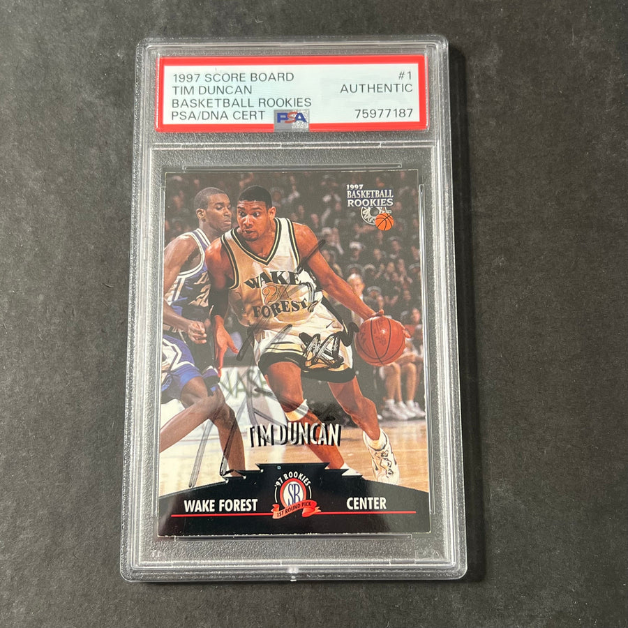 1997 Basketball Rookies #1 Tim Duncan Signed Card AUTO PSA/DNA Slabbed Autographed Spurs