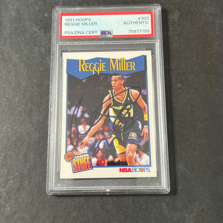 1991 NBA Hoops Inside Stuff #303 Reggie Miller Signed Card AUTO PSA Slabbed Pacers