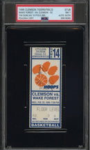 Tim Duncan Signed Ticket PSA NM 7 AUTO AUTH 1995 Wake Forest vs Clemson