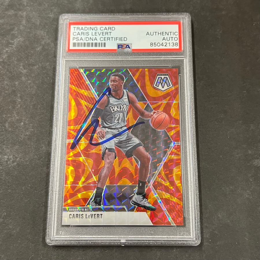 2019-20 Panini Mosaic #51 Caris Levert Signed Card AUTO PSA Slabbed Nets RC