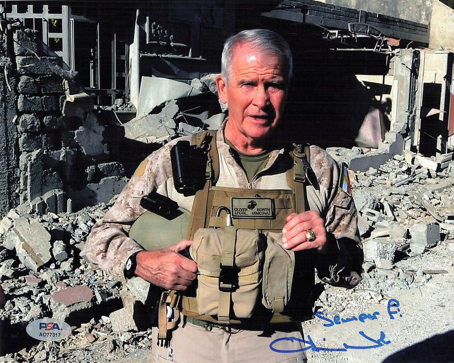 Oliver North signed 8x10 Photo PSA/DNA Autographed Author