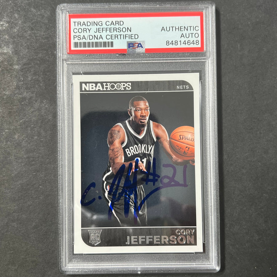 2014-15 Panini NBA Hoops #291 Cory Jefferson Signed Card AUTO PSA Slabbed Nets