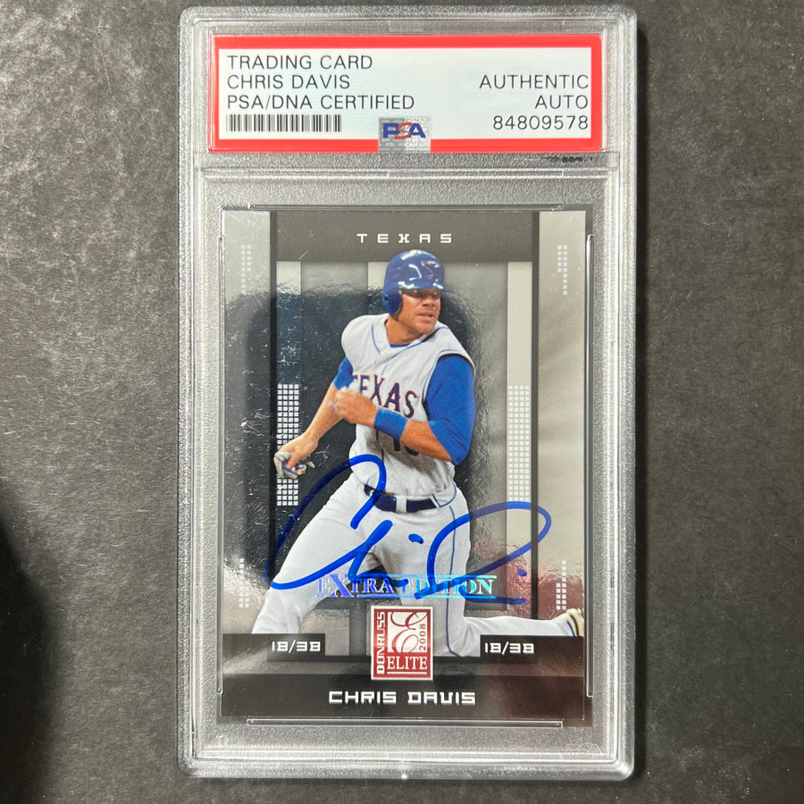 2008 Donruss #19 Chris Davis Signed Card PSA Slabbed Rangers