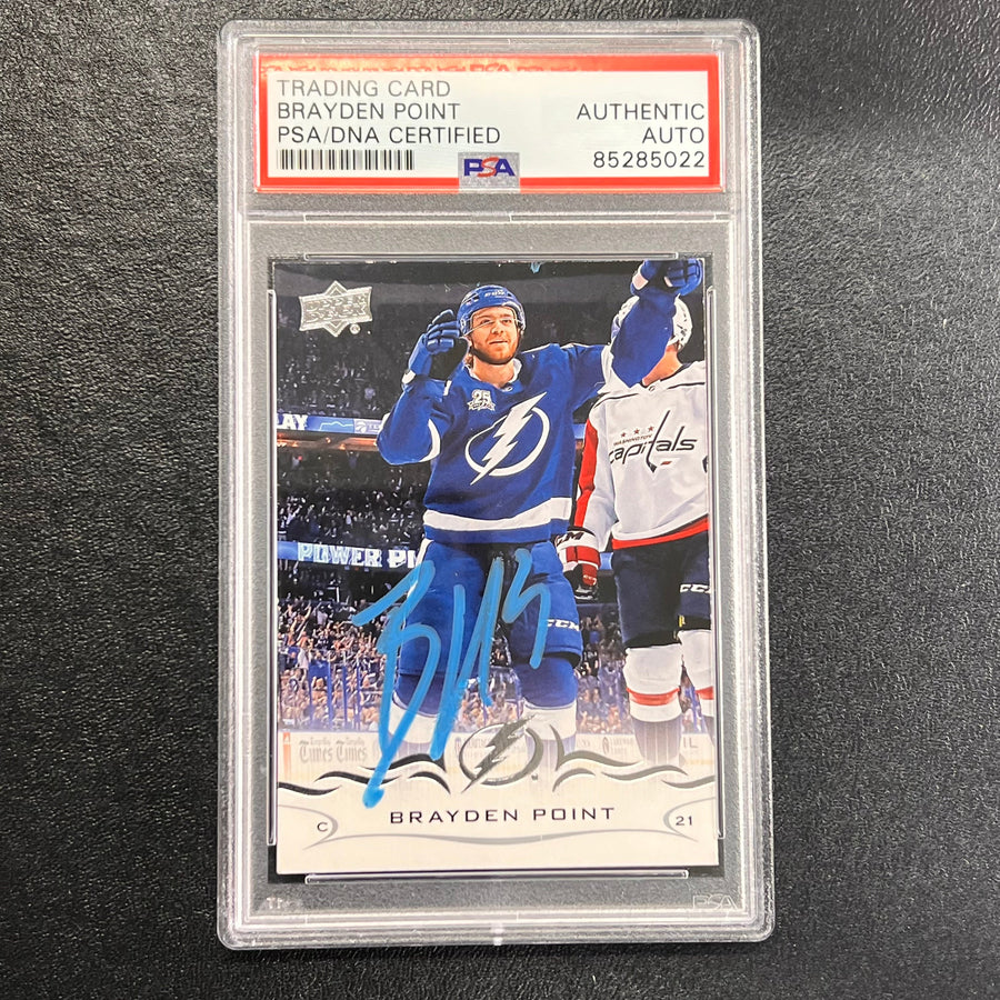 2018-19 Upper Deck Series One #163 Brayden Point Signed Card AUTO PSA/DNA slabbed Lightning