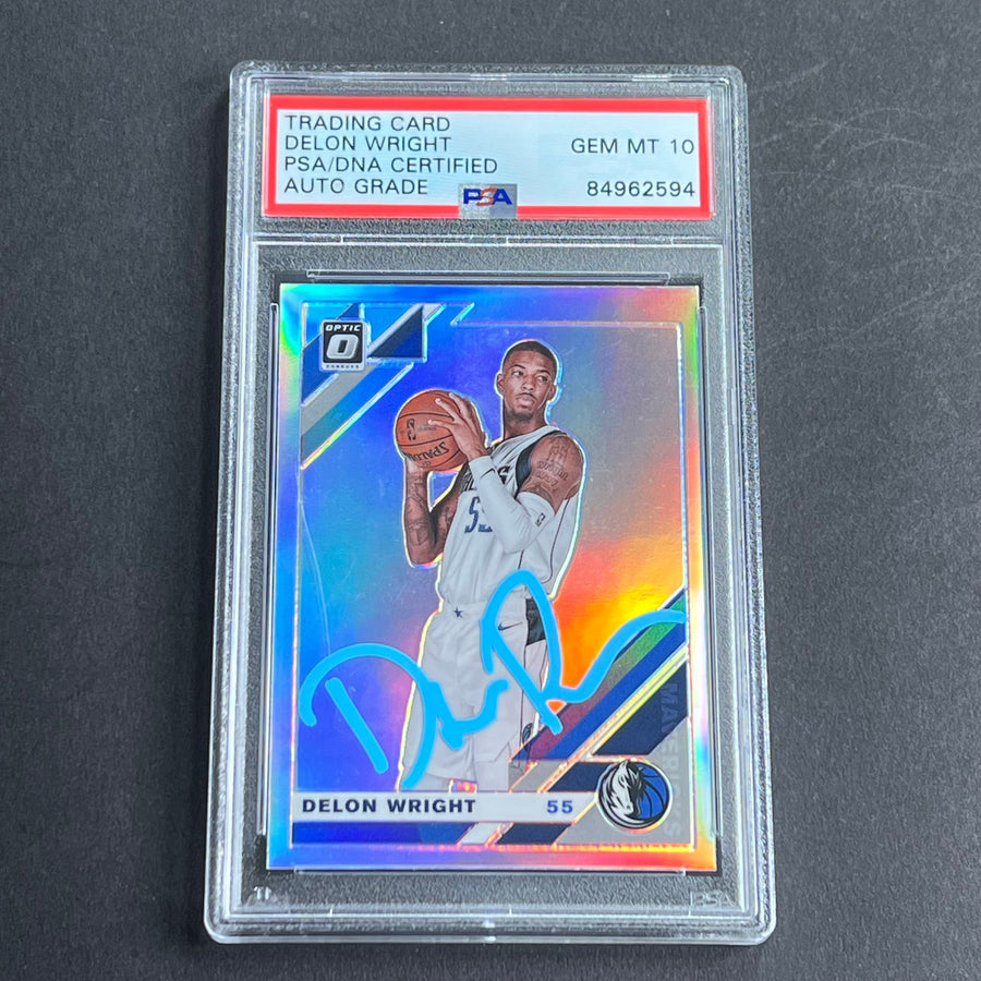 2019-20 Panini Donruss #6 Delon Wright Signed Card AUTO 10 PSA Slabbed Mavericks