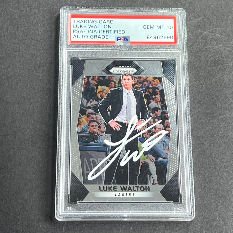 2017-18 Panini Prizim #290 Luke Walton Signed Card PSA AUTO Grade 10 Slabbed Lakers