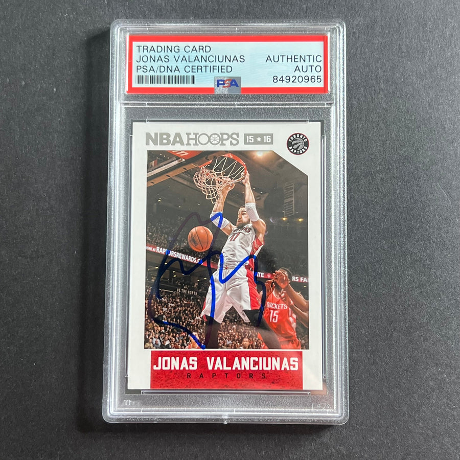 2015-16 NBA Hoops #213 Jonas Valanciunas Signed Card AUTO PSA Slabbed Raptors
