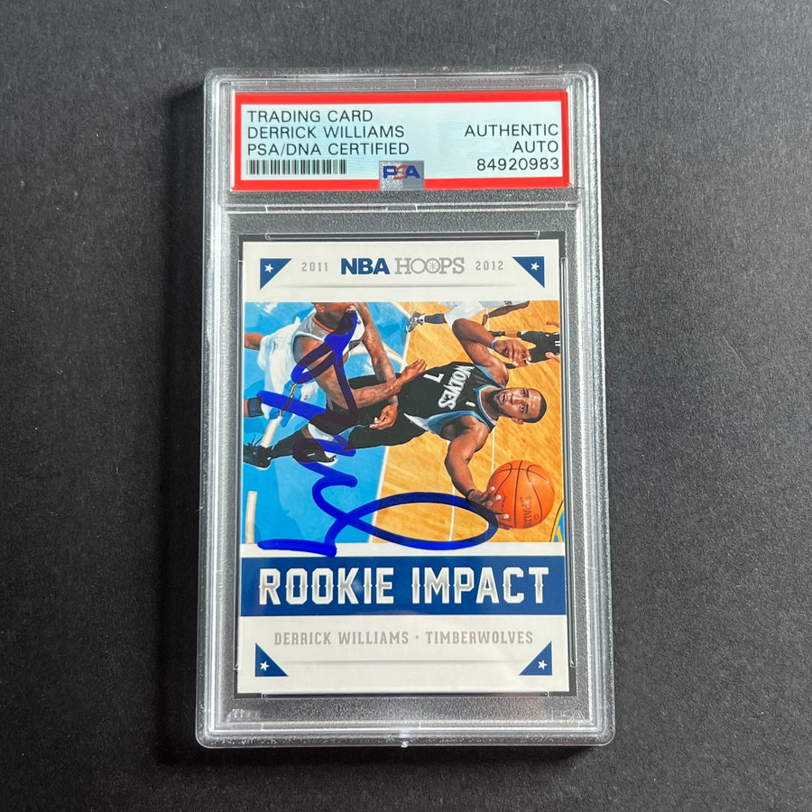 2011-12 NBA Hoops #10 Derrick Williams Signed Card AUTO PSA/DNA Slabbed RC Timberwolves