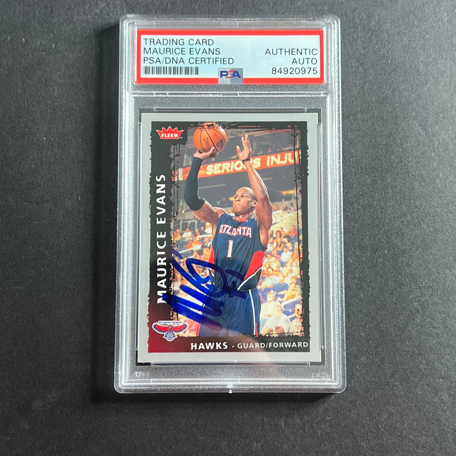 2009-09 NBA Fleer #16 Maurice Evans signed Card Auto PSA Slabbed Hawks
