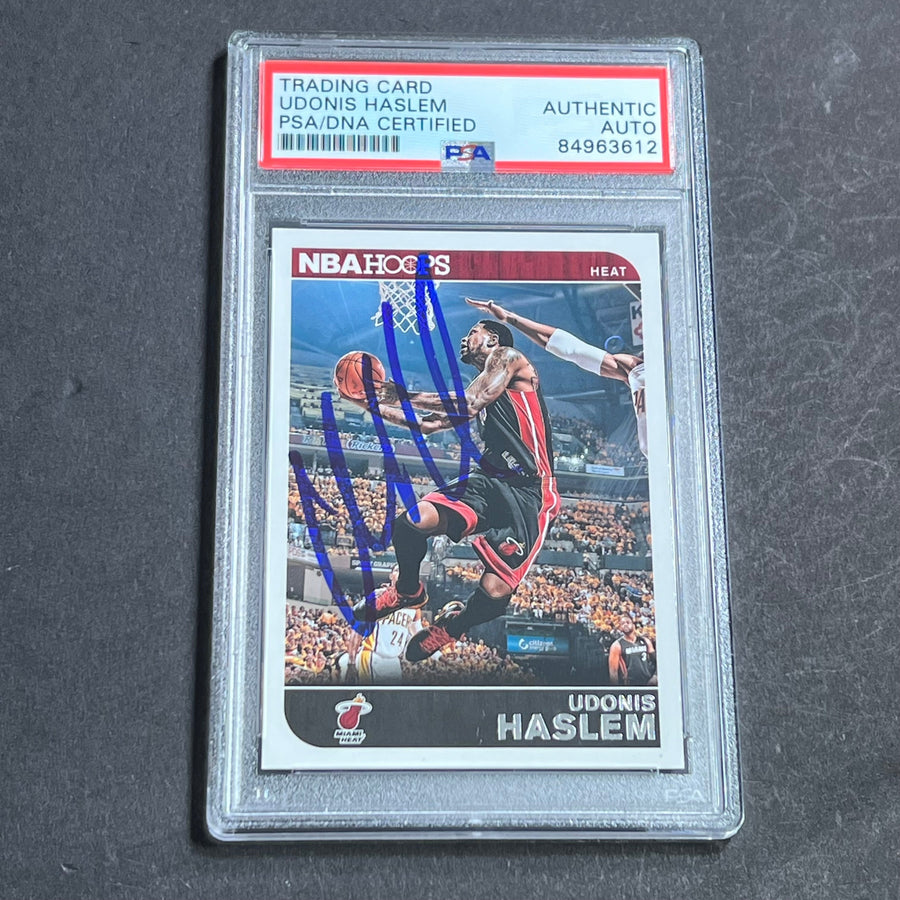 2014-15 Panini Hoops #167 Udonis Haslem Signed Card AUTO PSA Slabbed Heat