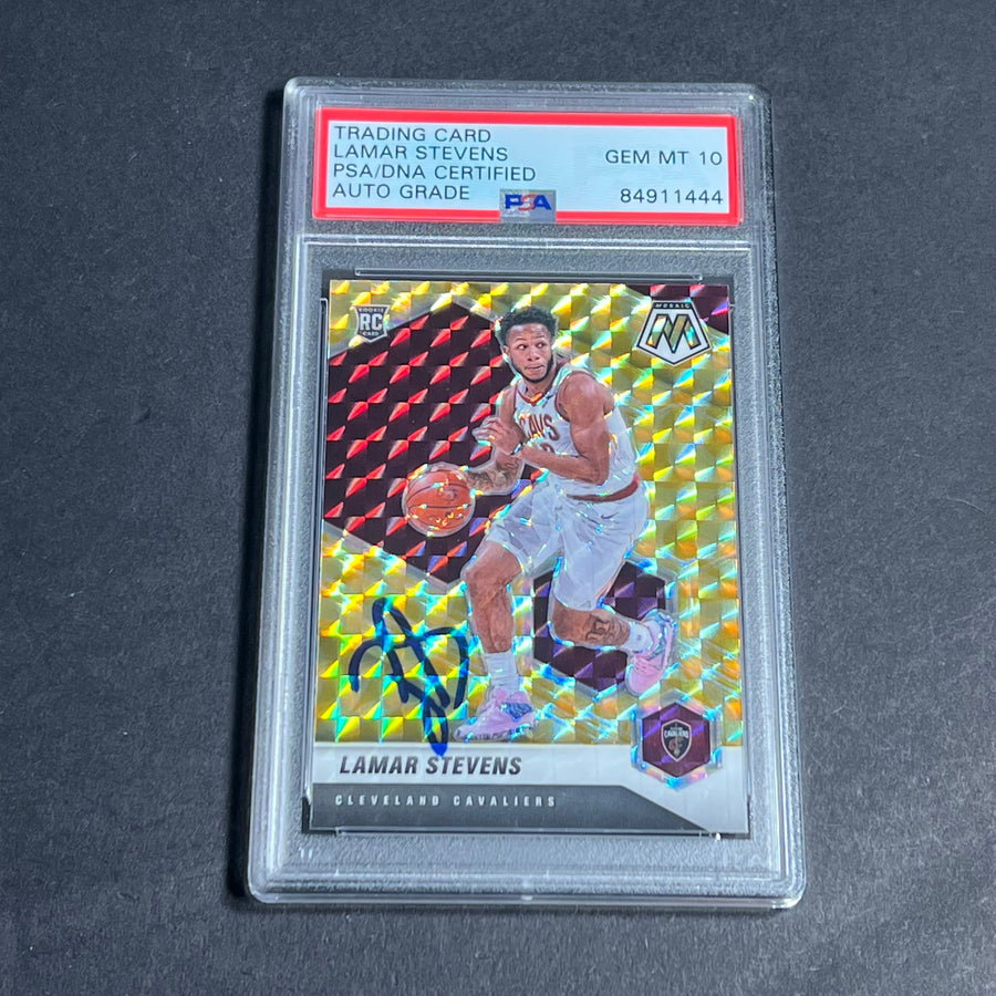 2020-21 Panini Mosaic #238 Lamar Stevens Signed Card AUTO 10 PSA Slabbed RC Cavaliers