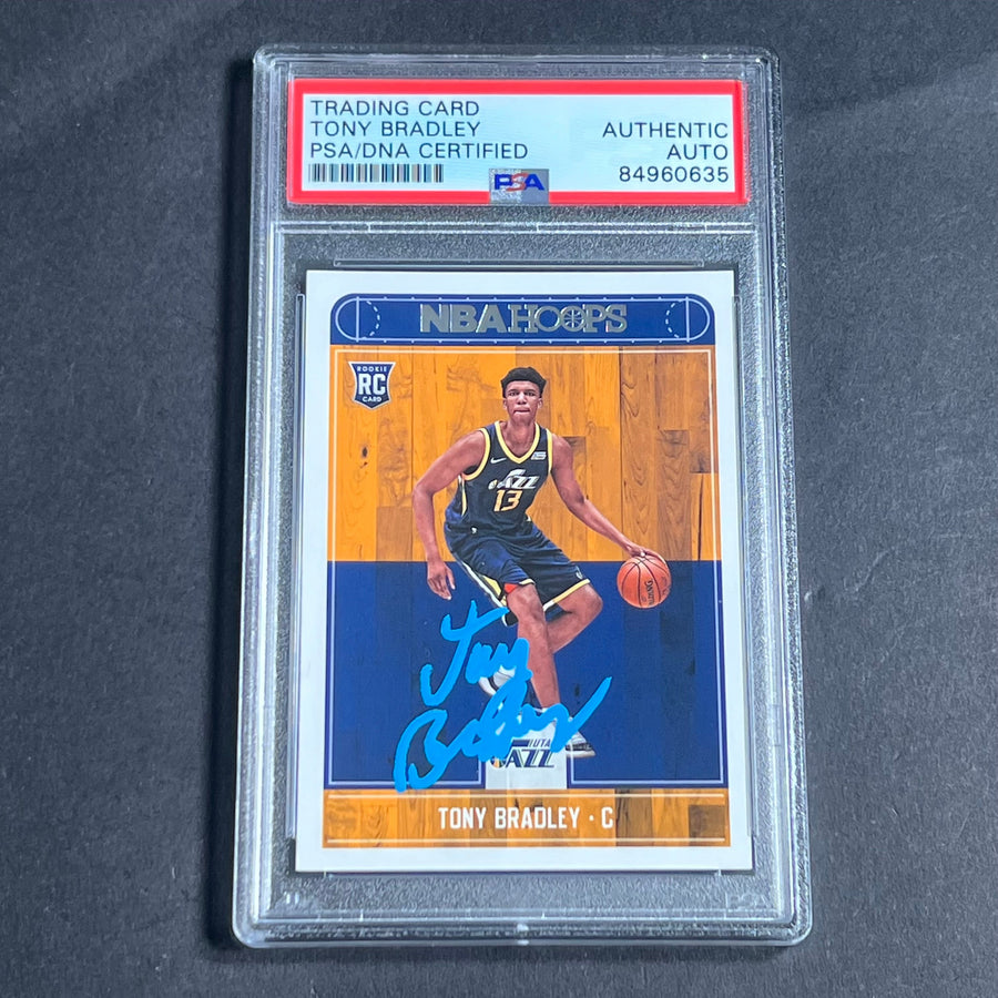 2017-18 NBA Hoops #278 Tony Bradley Signed Card AUTO PSA Slabbed RC Jazz