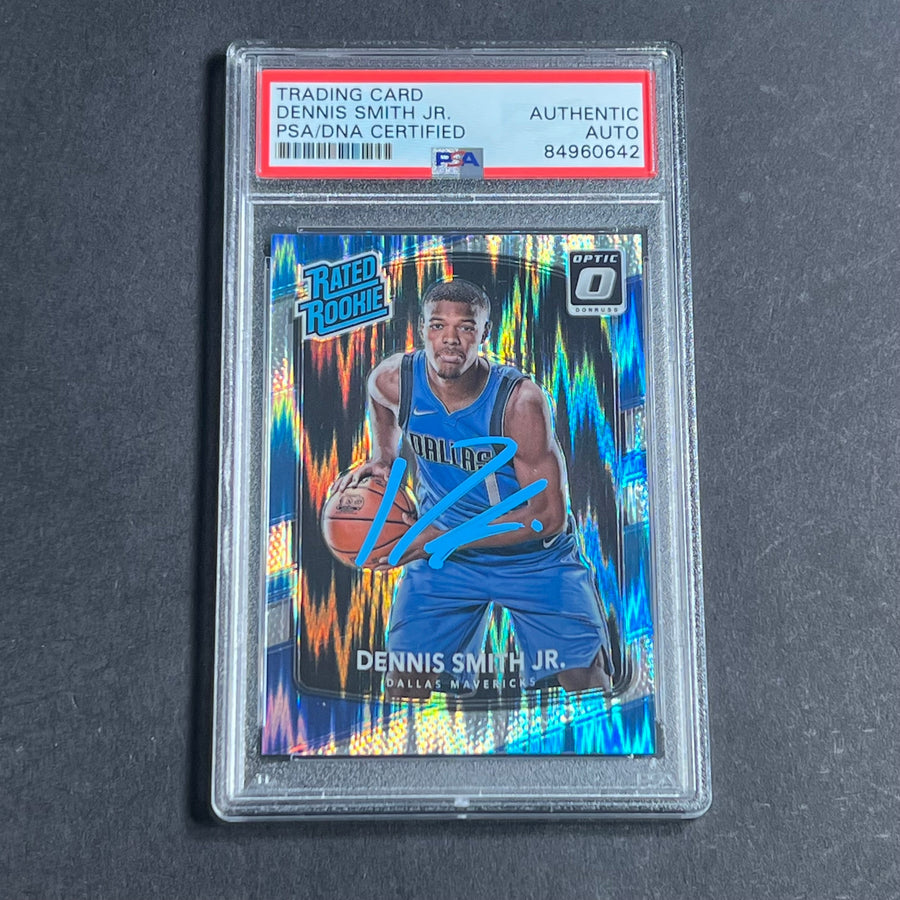 2017-18 Donruss Optic Shock #192 Dennis Smith Jr. Signed Card AUTO PSA Slabbed Mavericks