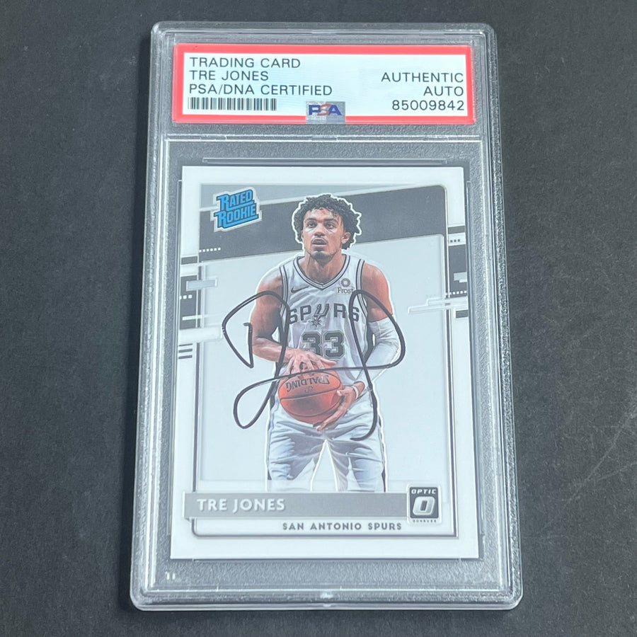 2020-21 Panini Donruss Optic #188 Tre Jones Signed Card AUTO PSA/DNA Slabbed RC Spurs