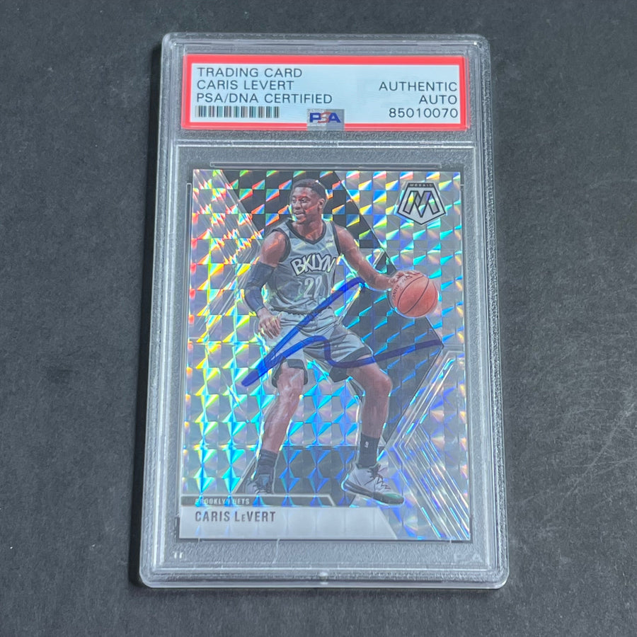 2019-20 Panini Mosaic #51 Caris Levert Signed Card AUTO PSA Slabbed Nets RC