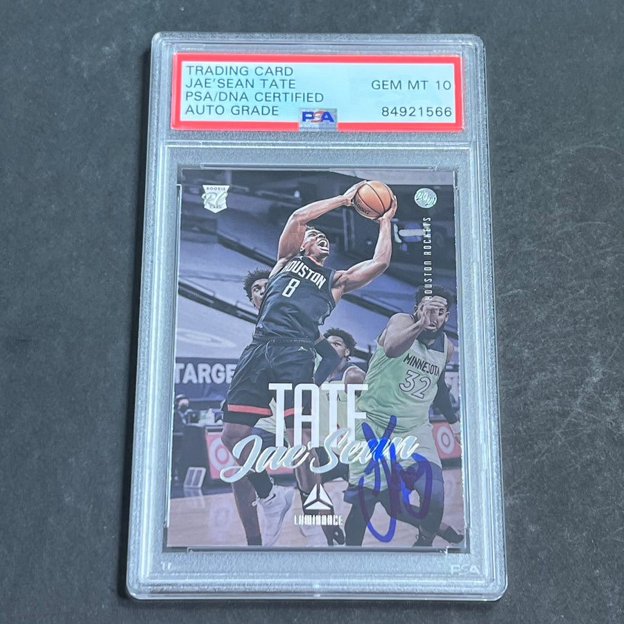 2020-21 Panini Chronicles Luminance #139 JAE'SEAN TATE Signed Card AUTO 10 PSA Slabbed RC Rockets