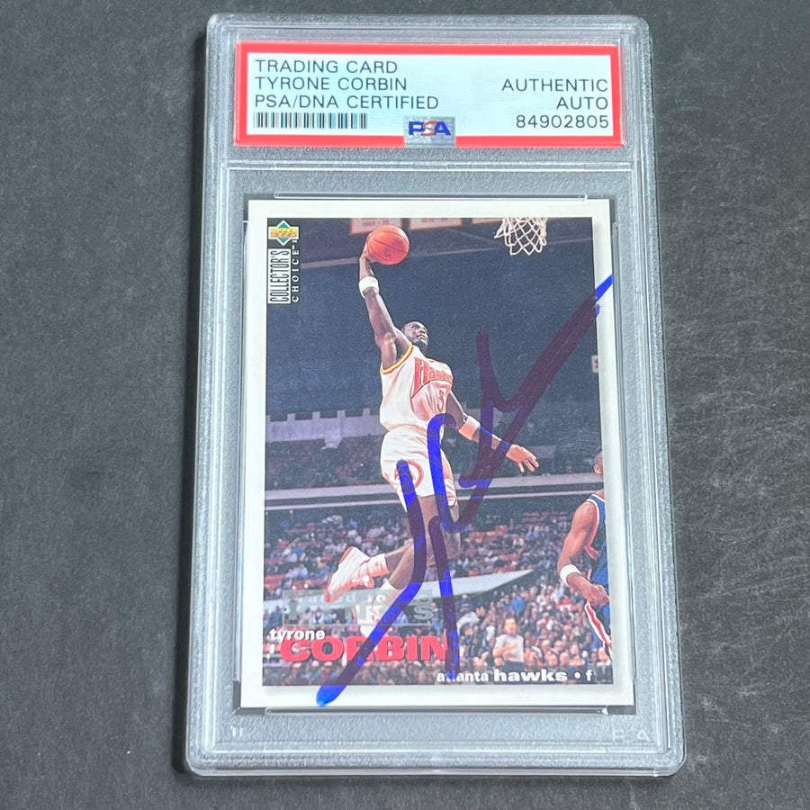 1995-96 Upper Deck #35 Tyrone Corbin Signed Card AUTO PSA Slabbed Hawks